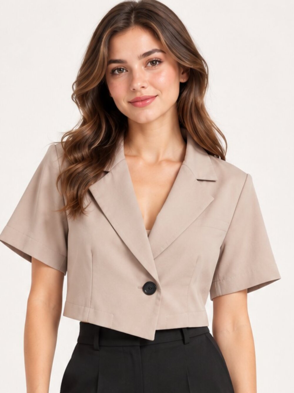 SHEIN Privé Beige Cropped Blazer Size M